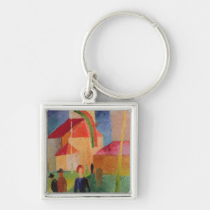 Kerk gedecorbeerd met vlaggen sleutelhanger