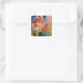 Kerk gedecorbeerd met vlaggen vierkante sticker (Tas)