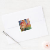 Kerk gedecorbeerd met vlaggen vierkante sticker (Envelop)