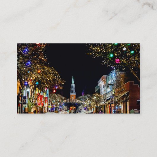 Kerk gedecorbeerd voor Kerstmis Visitekaartje (Achterkant)