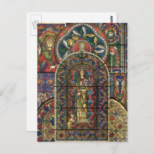 Kerk Glas in lood Venster,  Architectuur Briefkaart (Voorkant / Achterkant)