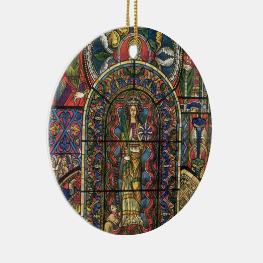 Kerk Glas in lood Venster, Architectuur Keramisch Ornament (Rechts)