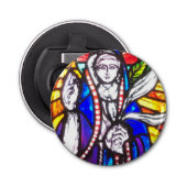 Kerk Glas in lood Window Design op een Button Flesopener (Voorkant)