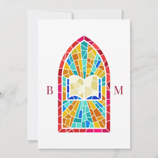 Kerk Glas met bijbel bruiloft Kaart (Achterkant)