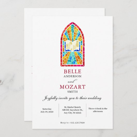 Kerk Glas met bijbel bruiloft Kaart (Voorkant / Achterkant)