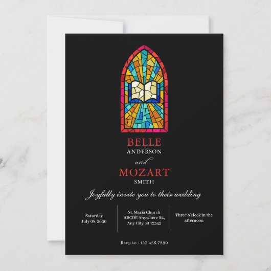 Kerk Glas met bijbel bruiloft Kaart (Voorkant)