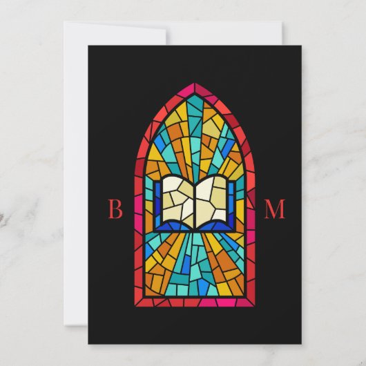 Kerk Glas met bijbel bruiloft Kaart (Achterkant)