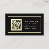 Kerk Goud En Zwarte QR Code Bijbel Visitekaartje (Achterkant)