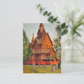 Kerk Heddel Stave, Telmark,  Noorwegen Briefkaart (Staand voorkant)