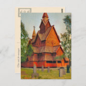 Kerk Heddel Stave, Telmark,  Noorwegen Briefkaart (Voorkant / Achterkant)