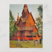 Kerk Heddel Stave, Telmark,  Noorwegen Briefkaart (Voorkant)