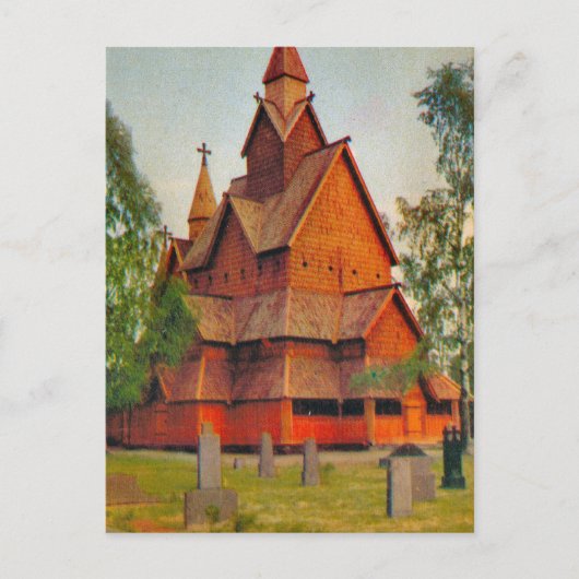 Kerk Heddel Stave, Telmark,  Noorwegen Briefkaart (Voorkant)