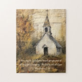 Kerk Herfst Bossen Waterverf Schrift Religieus Legpuzzel (Verticaal)
