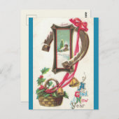  Kerk Holly Hoefijzer en Bells Nieuwjaar Briefkaart (Voorkant / Achterkant)