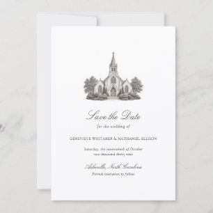 Kerk Illustratie Elegante Trouw Save The Date