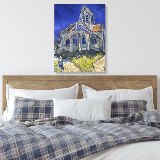 Kerk in Auvers door Van Gogh schilderende kunst Canvas Afdruk (Insitu (Slaapkamer))
