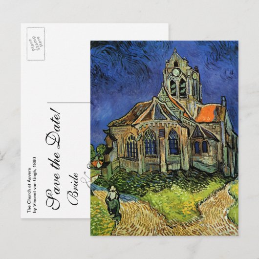 Kerk in Auvers door Vincent van Gogh Bruiloft Aankondigingskaart (Voorkant / Achterkant)