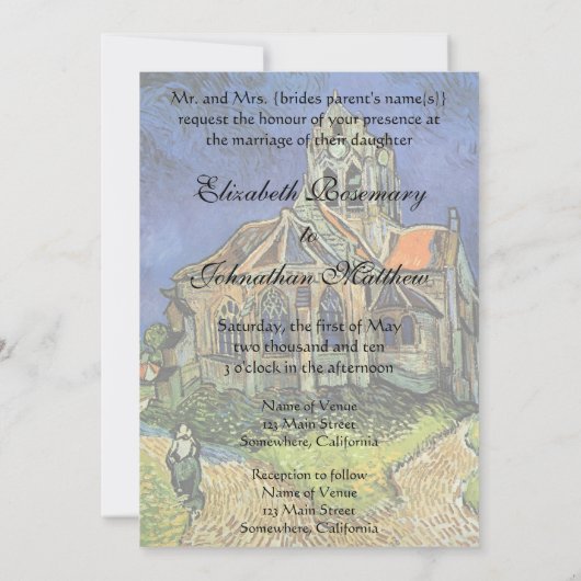 Kerk in Auvers door Vincent van Gogh Bruiloft Kaart (Achterkant)