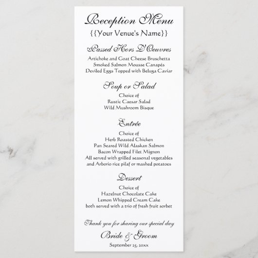 Kerk in Auvers door Vincent van Gogh Bruiloft Menu (Voorkant)