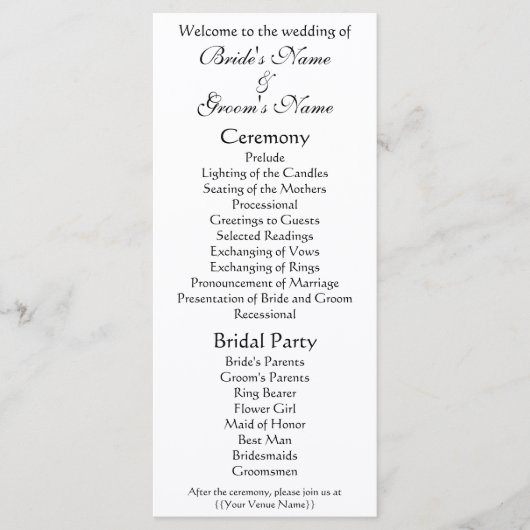 Kerk in Auvers door Vincent van Gogh Bruiloft Programmakaart (Voorkant)