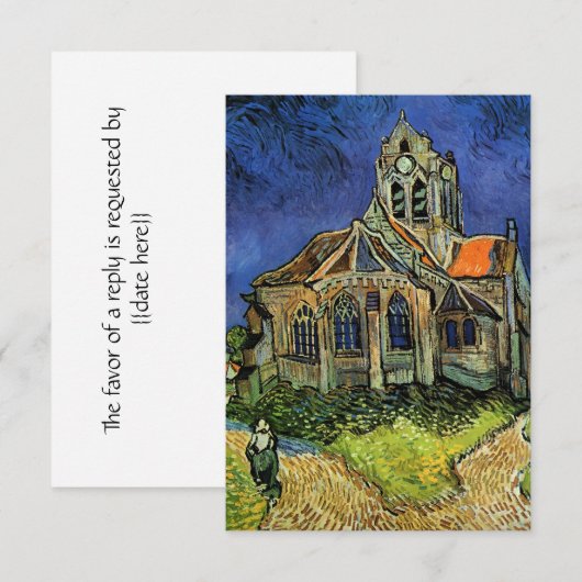 Kerk in Auvers door Vincent van Gogh Bruiloft RSVP Kaartje (Voorkant / Achterkant)