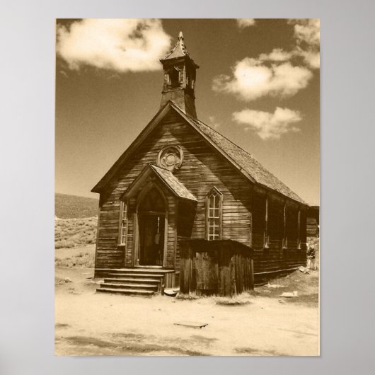 Kerk in Bodie, CA (sepia) Print (Voorkant)