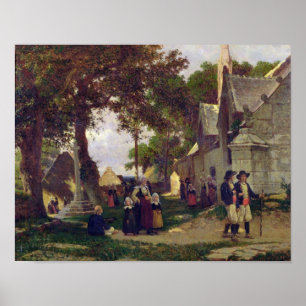 Kerk in Bretagne Poster