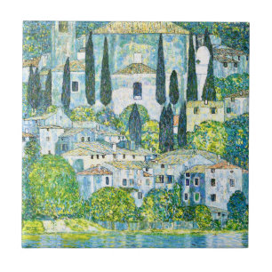 Kerk in Cassone door Gustav Klimt Tegeltje
