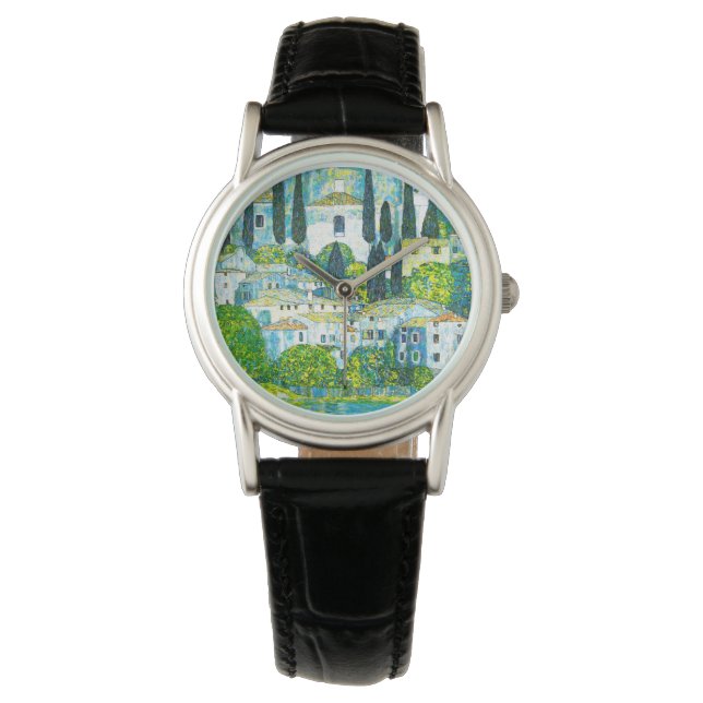 Kerk in Cassone Gustav Klimt Horloge (Voorkant)