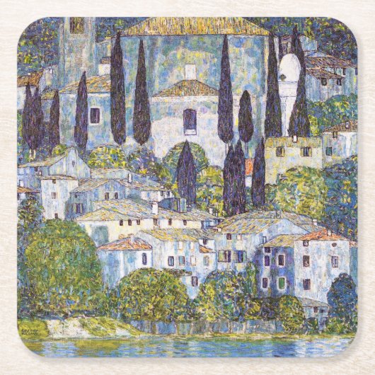 Kerk in Cassone, Gustav Klimt Kartonnen Onderzetters (Voorkant)