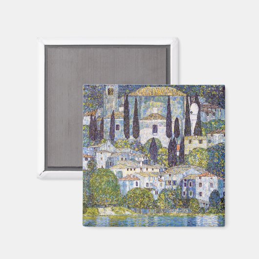 Kerk in Cassone, Gustav Klimt Magneet (Voorkant / Achterkant)