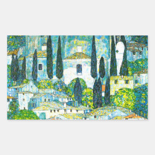 Kerk in Cassone Gustav Klimt Rechthoekige Sticker