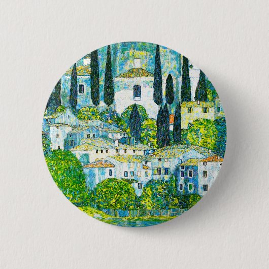 Kerk in Cassone Gustav Klimt Ronde Button 5,7 Cm (Voorkant)