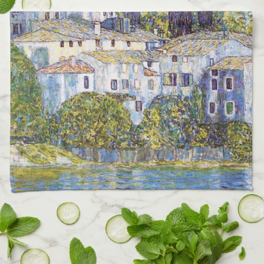 Kerk in Cassone, Gustav Klimt Theedoek (Gevouwen)