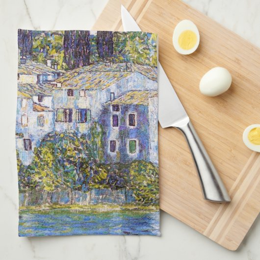 Kerk in Cassone, Gustav Klimt Theedoek (Quarter Fold)