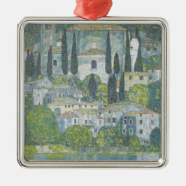 Kerk in Cassone (Italiaans Landschap) Vintage Kuns Metalen Ornament