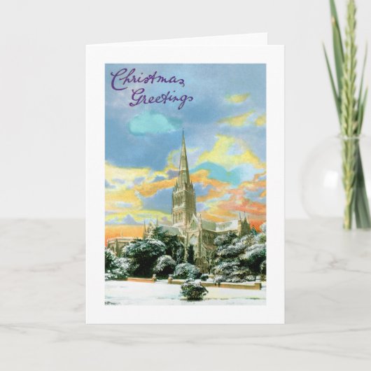 Kerk in de sneeuw feestdagen kaart (Voorkant)