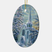 "Kerk in de sneeuw" kerstbal Keramisch Ornament (Links)