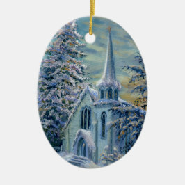 "Kerk in de sneeuw" kerstbal Keramisch Ornament