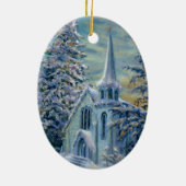 "Kerk in de sneeuw" kerstbal Keramisch Ornament (Achterkant)