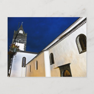 Kerk in de stad Funchal nachtscène Briefkaart