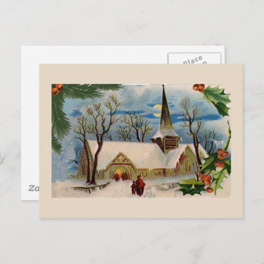  kerk in de winter briefkaart (Voorkant / Achterkant)