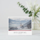 Kerk in de winter in Zillertal in Oostenrijk Briefkaart (Staand voorkant)