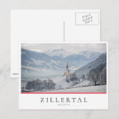 Kerk in de winter in Zillertal in Oostenrijk Briefkaart (Voorkant / Achterkant)