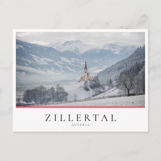 Kerk in de winter in Zillertal in Oostenrijk Briefkaart (Voorkant)