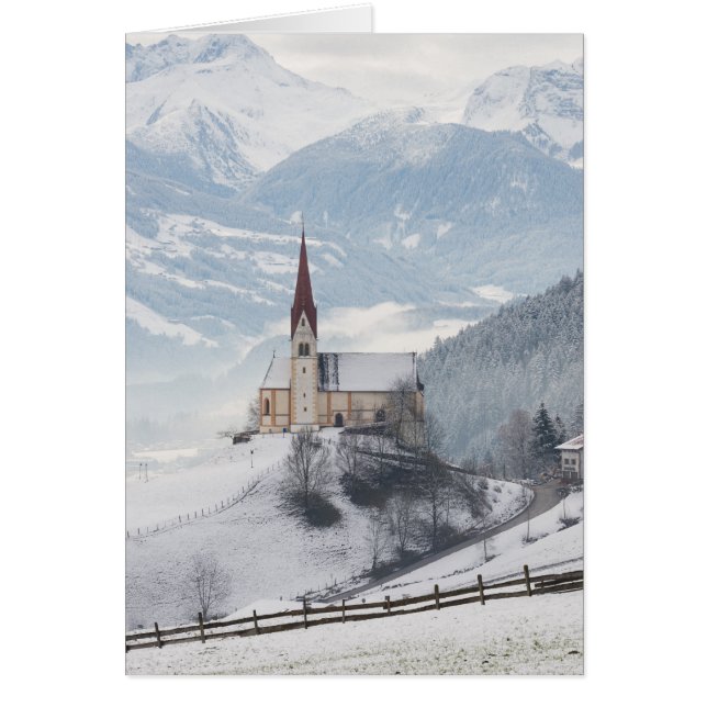 Kerk in een alpenwinterlandschap (Voorkant)