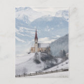 Kerk in een alpenwinterlandschap briefkaart (Voorkant)