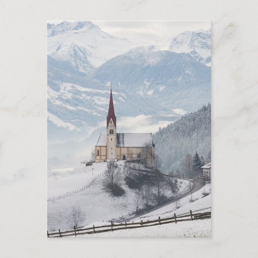 Kerk in een alpenwinterlandschap briefkaart (Voorkant)