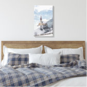 Kerk in een alpenwinterlandschap canvas afdruk (Insitu (Slaapkamer))