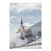 Kerk in een alpenwinterlandschap foto afdruk (Voorkant)